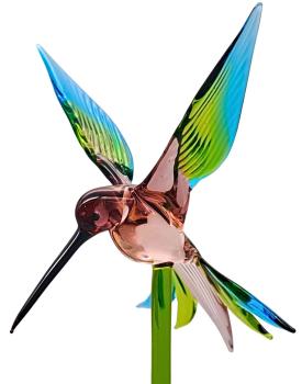 Preview: Pflanzenstecker mit Kolibri (lila-grün-blau)